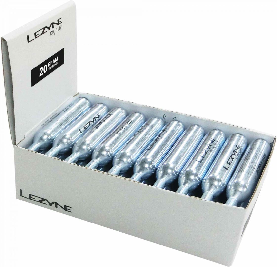Lezyne 20g CO2 - Counter Top Box (30 PCS) Silver